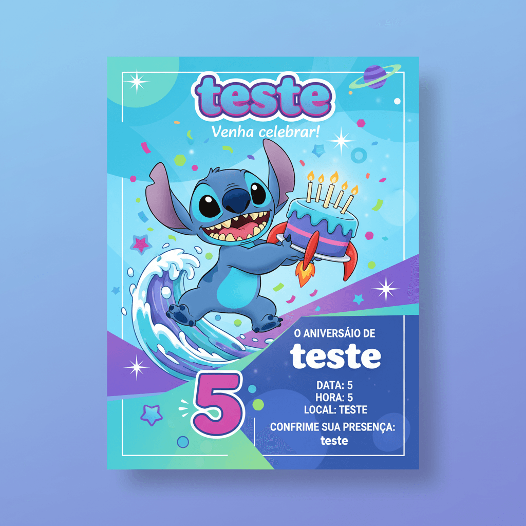 Convite Digital Stitch - Lilo e Stitch