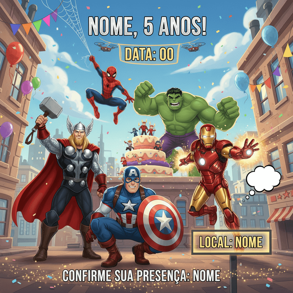 Convite Digital os Vingadores