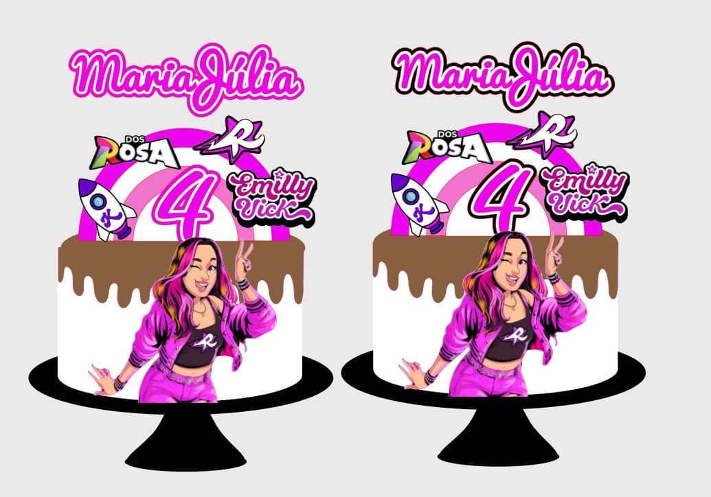 Topo de bolo Emilly Vick - Silhouette Studio - Arquivo de corte